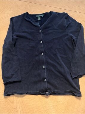Lauren Ralph Lauren' Navy Button-Front Knit Cardigan